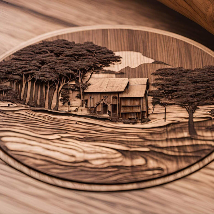 Intricate design engraved on wood