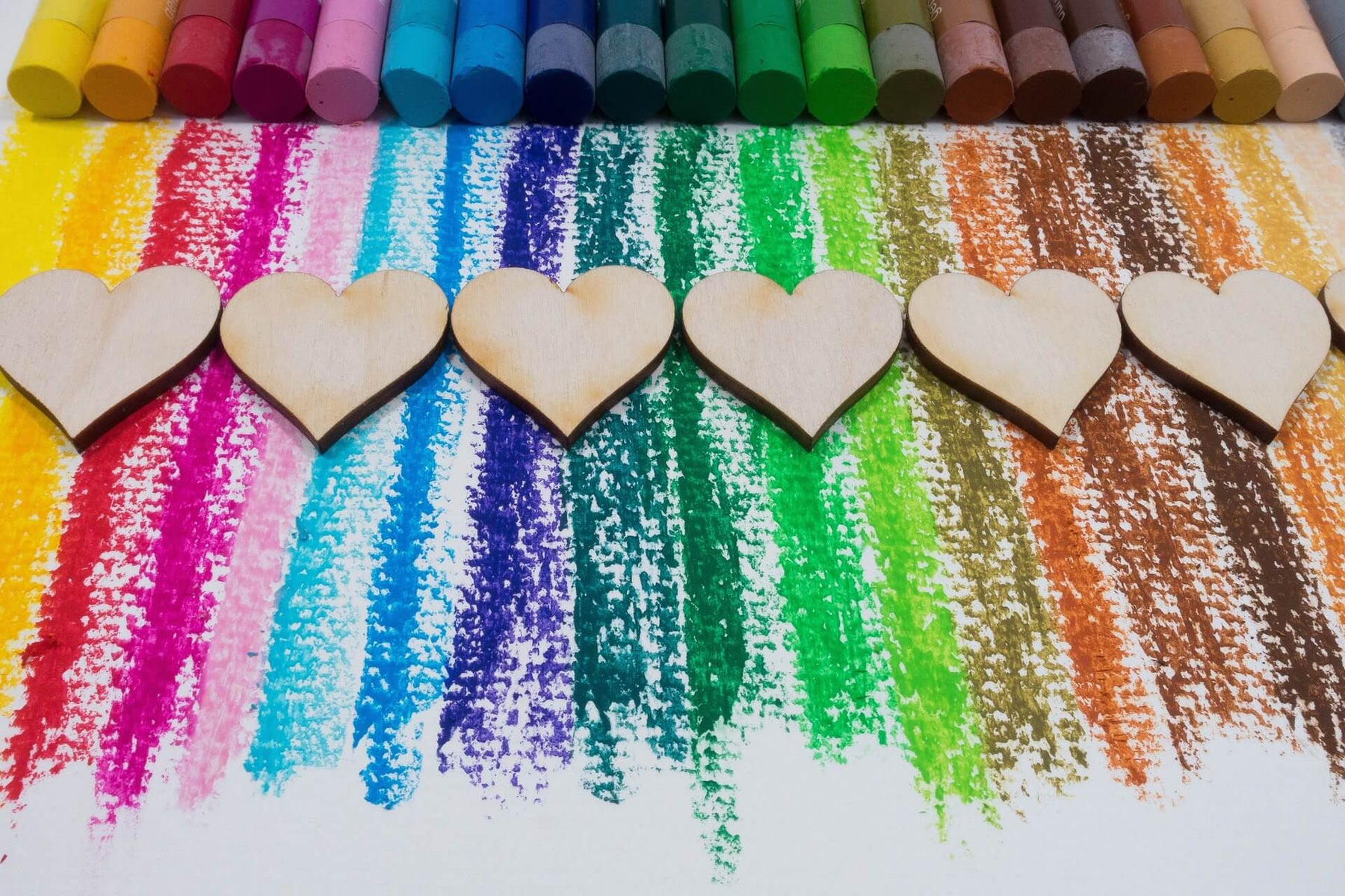 Laser engraved hearts with rainbow colors