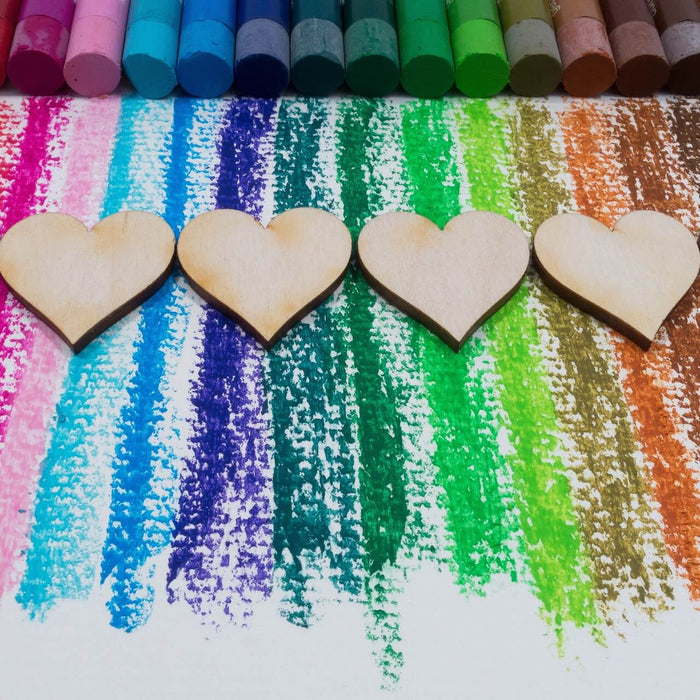 Laser engraved hearts with rainbow colors