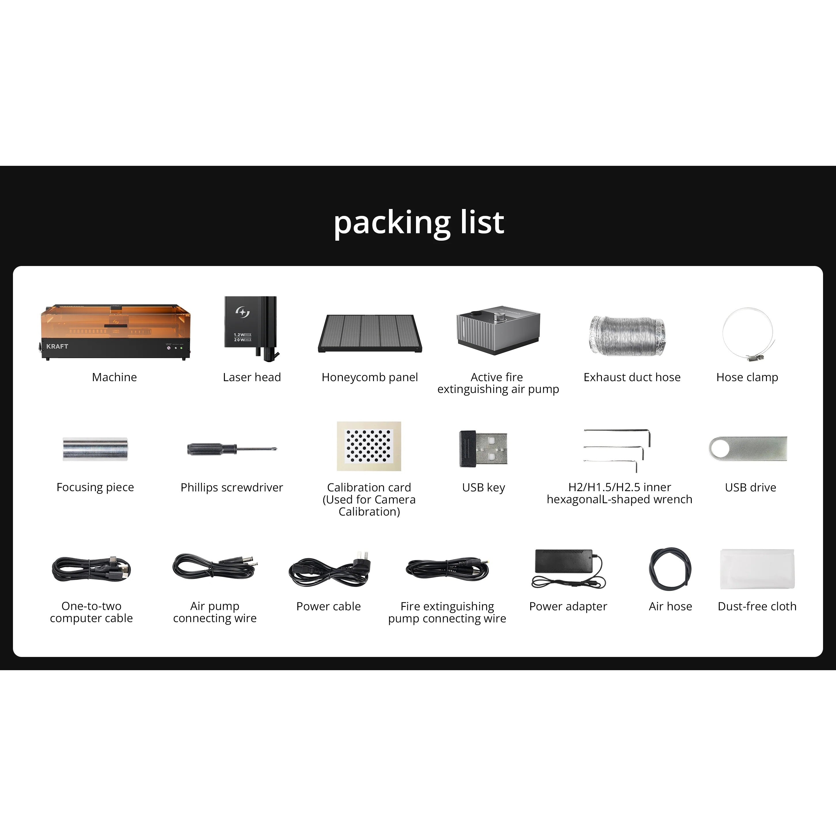 Atomstack Kraft Diode IR Laser Engraver Packaging List