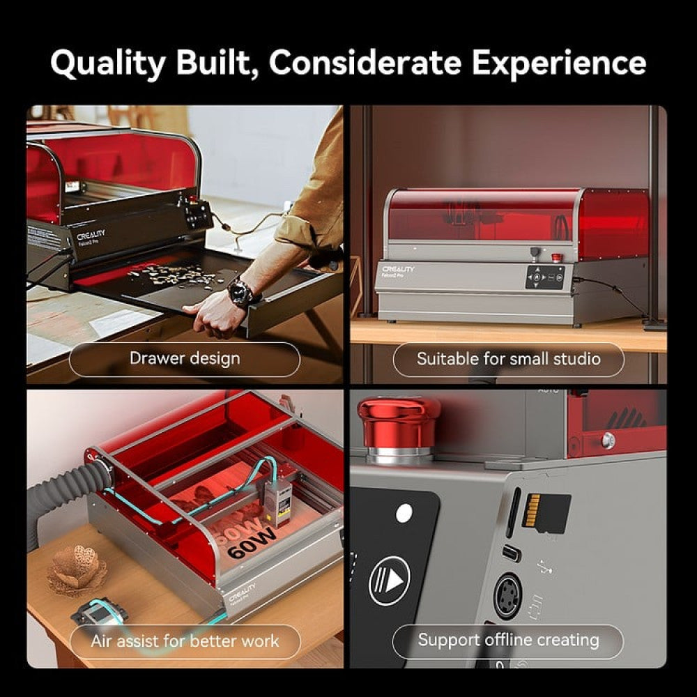 Creality Falcon2 Pro 60W Enclosed Laser Engraver & Cutter Features