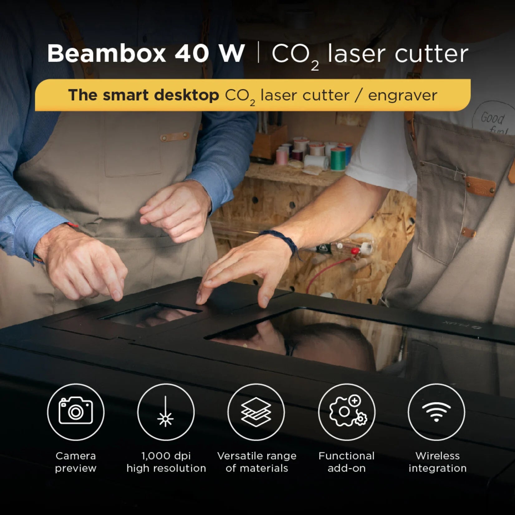 FLUX Beambox 40W CO2 Laser Cutter & Engraver key features