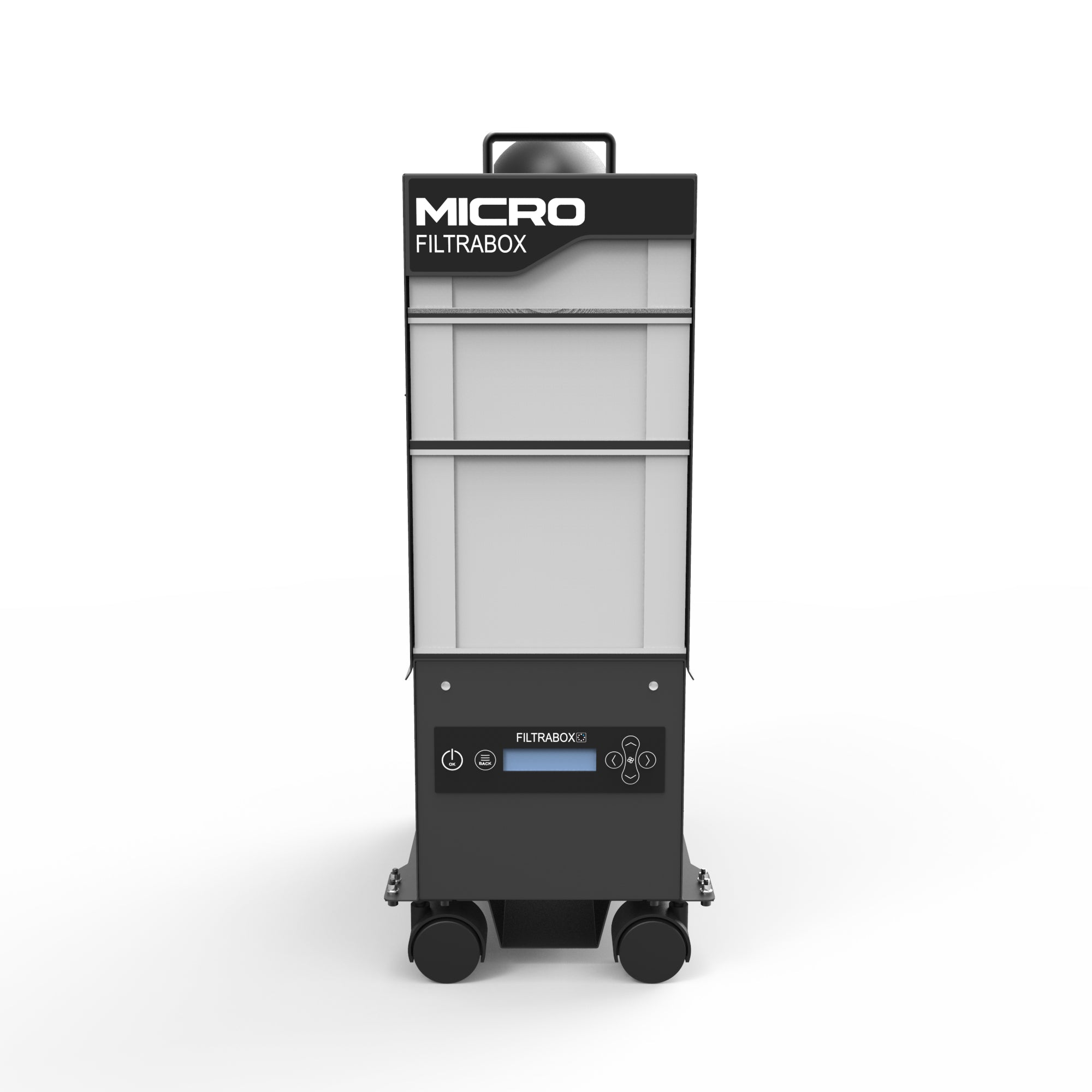 Front on view of Filtrabox Micro Fume Extractor for Laser Engravers