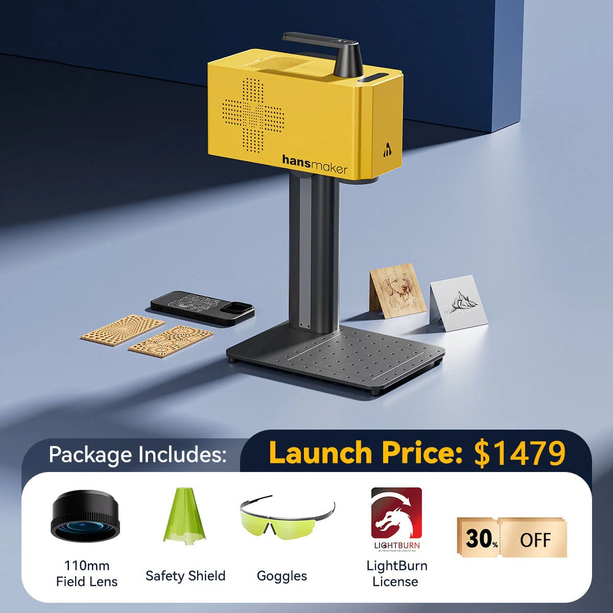 Hansmaker F1 Pro 20W Fiber Laser Engraver Includes