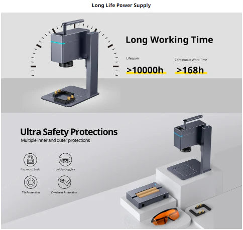 LaserPecker 3 Portable Infrared Laser Engraver laser life and safety features