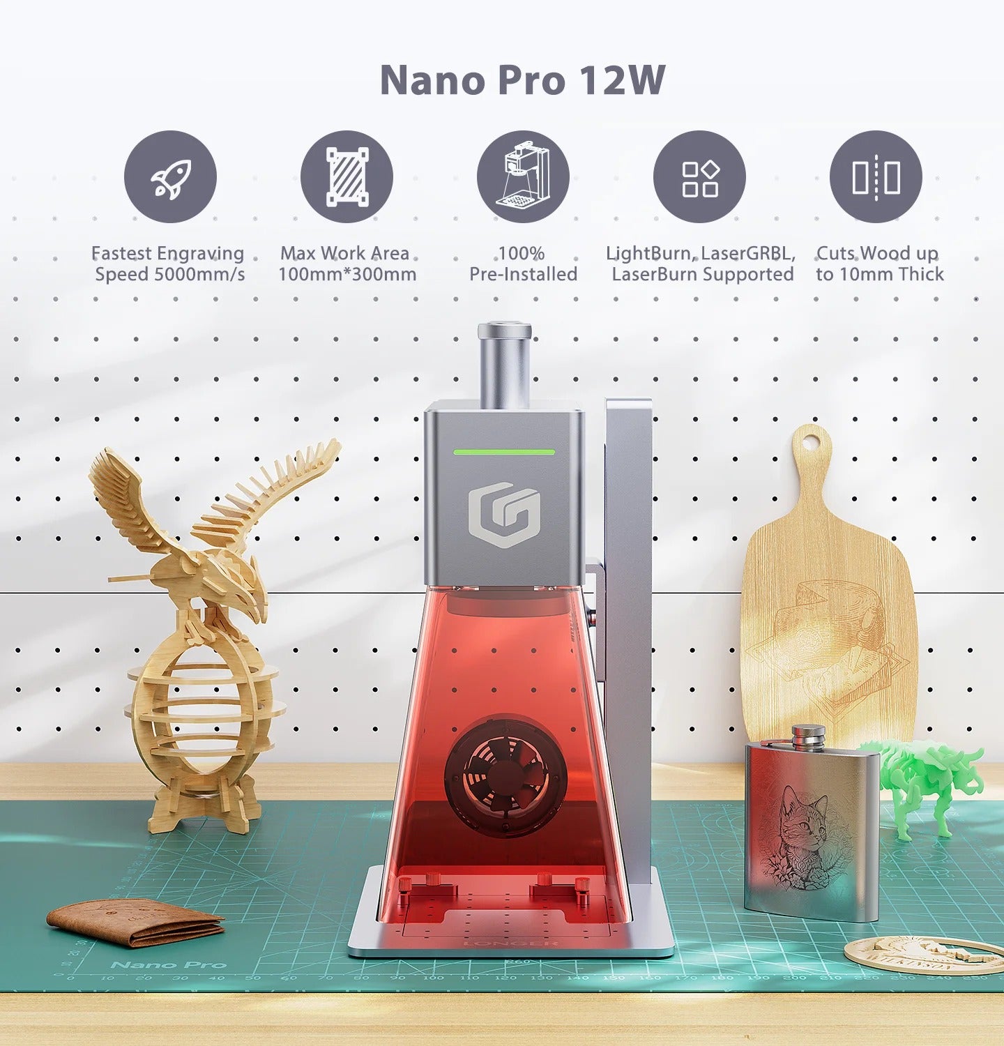 Longer Nano 12W Portable Diode Laser Engraver Features