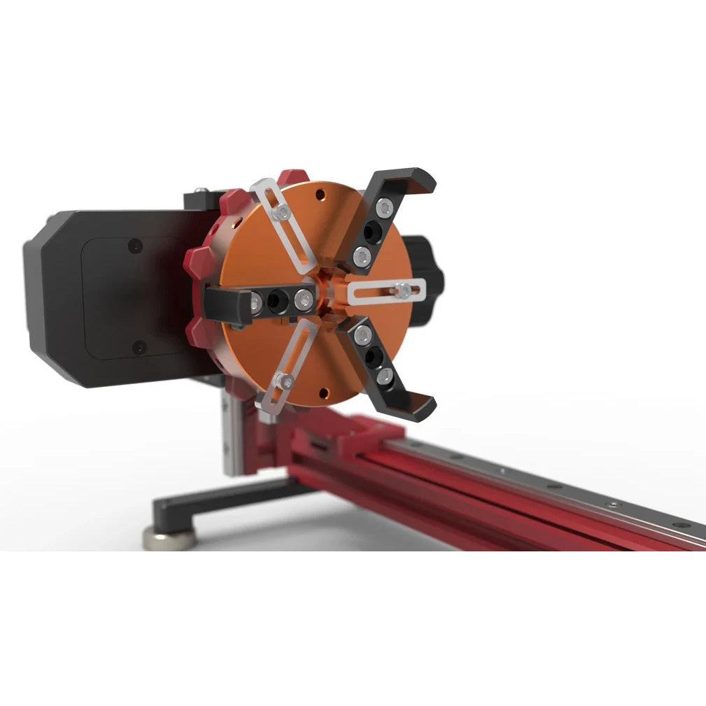 PiBurn Grip Lite Compact Chuck Laser Rotary close view with jaws