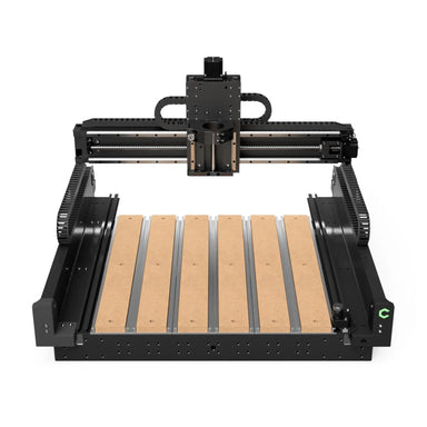Shapeoko 5.1 pro 2x2 with no legs CNC machine with a wooden worktable on a white background